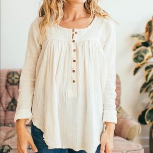 ≪ Free People ≫ Sand Dune Henley Ivory Size Small
